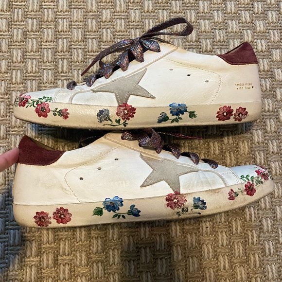 Golden Goose Hand Painted Floral Superstar Sneakers 41 - Picture 5 of 10